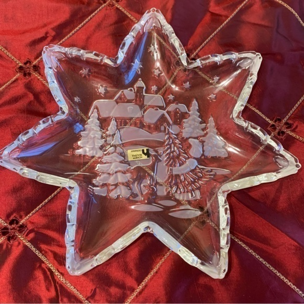 NWB Home Beautiful Christmas Delight Glass Star Server‎ Platter 12 1/2